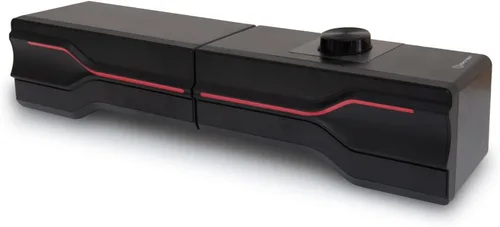 Vista 3 de Altavoz estéreo 2 en 1 de la barra de sonido alimentada por USB de escritorio, luz LED RGB