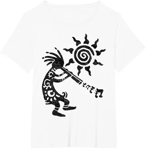 Vista 72 de Native American Kokopelli Musican With Flute 2 - Camiseta divertida para fanáticos, Blanco, S