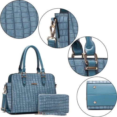 Vista 3 de Qiyuer Bolso tipo cartera para mujer, con asa superior, juego de 2 bolsas de trabajo