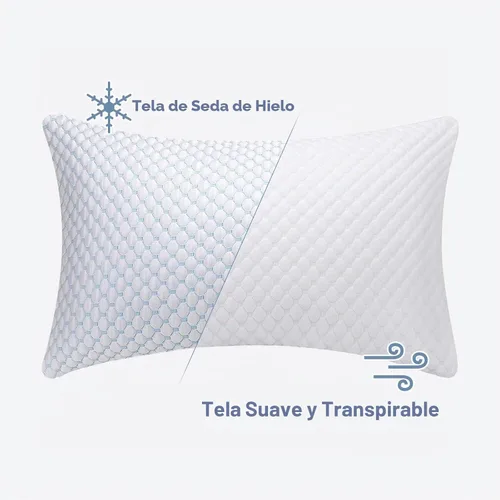 Vista 7 de OSBED Almohada refrescante de espuma viscoelástica triturada, tamaño estándar, loft ajustable con cuentas de gel y funda de Tencel transpirable