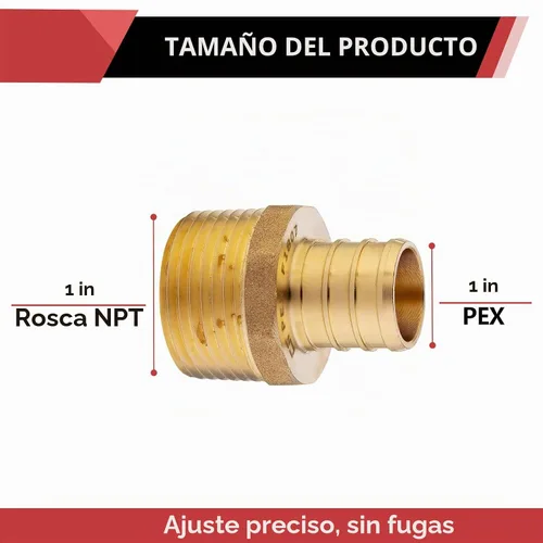 Vista 2 de Paquete de 2 accesorios EFIELD Pex, adaptador macho NPT de 1 pulgada x 1