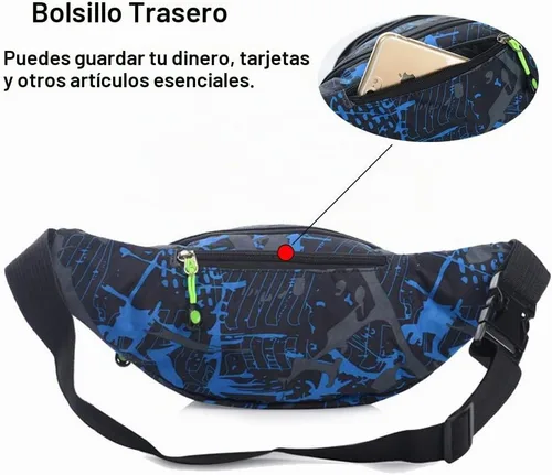 Vista 5 de Ausion - Cangurera con bolsillos con cremallera, cinturón ajustable para entrenamiento, de vacaciones, senderismo, correr, para iPhone 11 Pro Xs Max