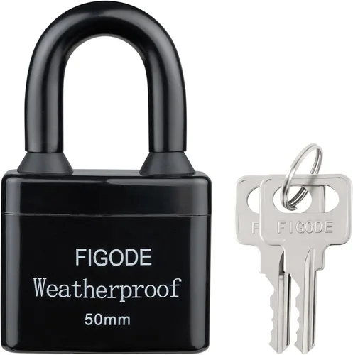 Vista 7 de FIGODE® Candado impermeable para exteriores, cerradura grande de servicio pesado resistente con cubierta de acero laminado con llave, 2.2 pulgadas