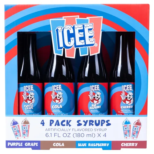 Vista 3 de ICEE Home - Máquina para hacer granizados para encimera, paquete de 4 jarabes ICEE y paquete de 20 vasos de papel y pajitas ICEE. Crea hasta 34