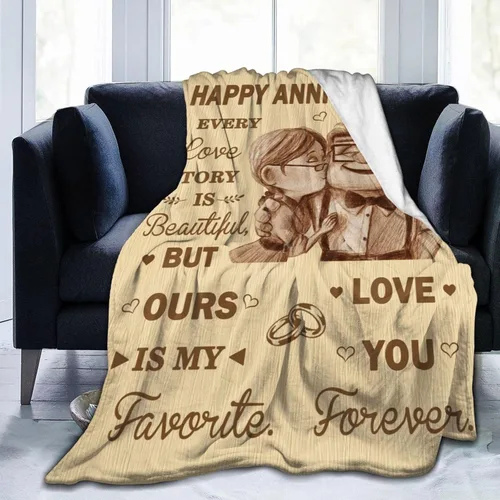 Vista 2 de Manta de aniversario para él y ella, regalo romántico de aniversario de boda, para esposa, marido, el mejor regalo de feliz aniversario