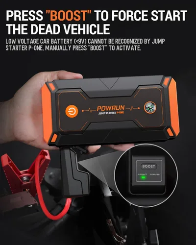 Vista 9 de Powrun P-ONE Arrancador de Salto, Caja de Salto Portátil de 2000A - Paquete de Batería de Arrancador de Coche para hasta 8.0L de Gasolina y 6.5L