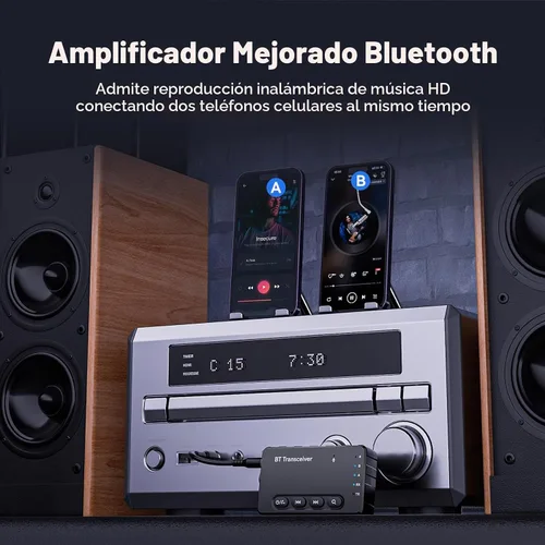 Vista 8 de Receptor transmisor Bluetooth aptX adaptativo/baja latencia/HD Bluetooth adaptador 5.2 compatible con 2 teléfonos AirPods, receptor de audio