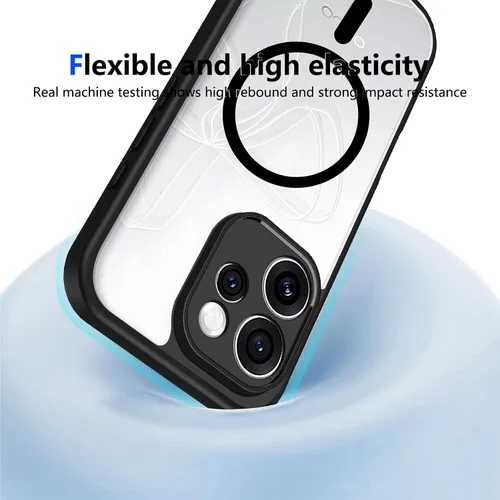 Vista 94 de Funda magnética transparente compatible con Xiaomi 17T, color negro 2 en 1 PC + TPU cubierta de teléfono a prueba de golpes, carcasa protectora