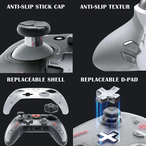 Vista 5 de BEITONG Zeus 2 Elite Wireless Controller - Hall Effect Triggers, Optical Buttons, 1000Hz Polling, 1000mAh, Multi-Platform for PCNSiOSAndroid