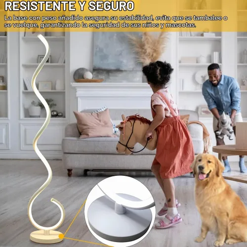 Vista 5 de Lámpara de Pie LED Espiral, 40W Lámparas de Pie Regulables para Sala de Estar con Control Remoto, Colores y Brillo Ajustables sin Escalones Lámpara