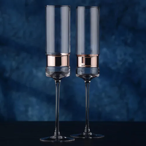 Vista 8 de SoHo - Copas de champán hechas a mano para bodas y celebraciones, 7 onzas, color bronce, juego de 2 elegantes copas de champán
