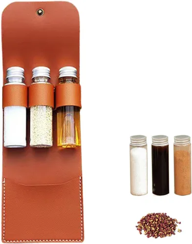 Vista 8 de Bolsa de condimentos con botella de condimento, kit portátil de condimentos para camping, kit de botellas de condimento plegable, soporte