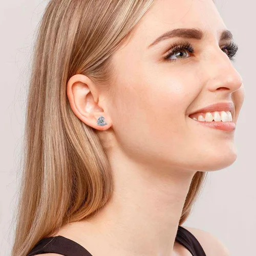Vista 4 de Aretes de tuerca de luna celta de plata de ley 925 con nudo celta, triángulo, vintage, de buena suerte, regalos irlandeses para mujer