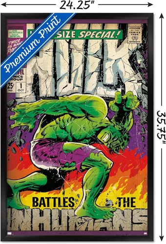 Vista 3 de Trends International Marvel Comics Hulk - Póster especial #1 para pared, 34 pulgadas de largo x 22.4 pulgadas, versión enmarcada en negro Versión
