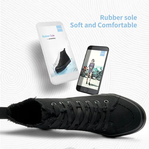 Vista 4 de Obtaom Zapatos de lona de alta calidad para mujer/hombre para jugar a media pantorrilla, zapatillas de deporte de moda casuales con cordones de alta