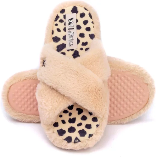 Vista 5 de Barbie Pantuflas para mujer con correa cruzada esponjosa para casa