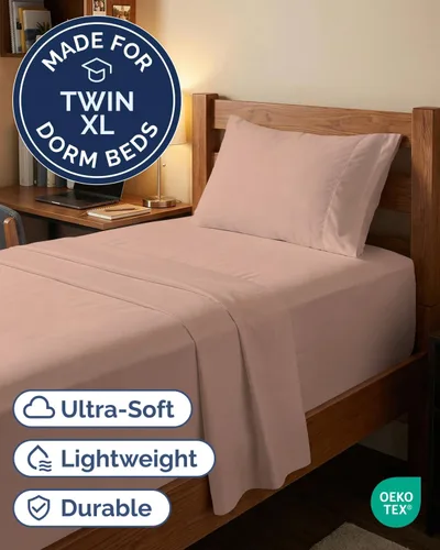 Vista 421 de Extra Deep Twin XL Sheet Set - 3 Piece College Dorm Room - White 01-Blanco