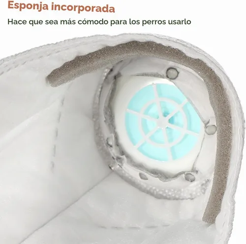 Vista 3 de Cubrebocas protector transpirable para perro, para polvo, 5 filtros, ajustable, cara de perro pequeño para contaminación al aire libre, bozal ligero