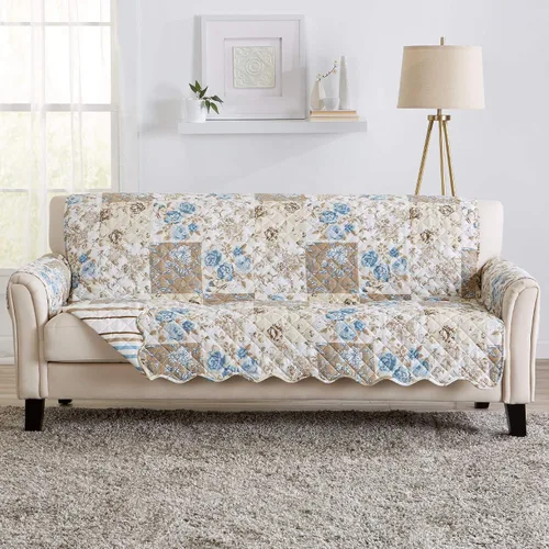 Vista 56 de Great Bay Home Funda reversible de retazos reclinable, lavable, protector de muebles con correas elásticas, perfecta para niños y mascotas, detalle
