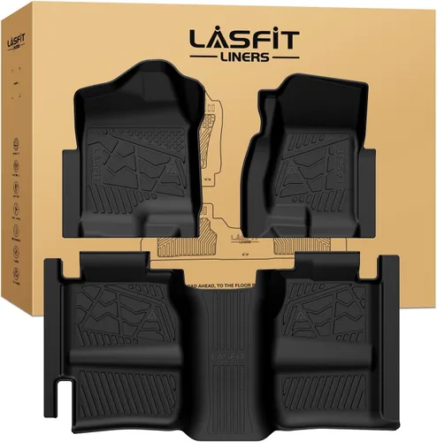 Vista 40 de LASFIT - Tapetes de suelo y maletero de auto, ajuste personalizado, de TPE, para todo tipo de clima, impermeable, juego completo, negros