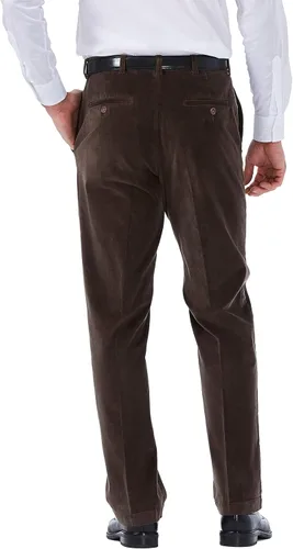 Vista 3 de Haggar Men's Corduroy Expandable Waist Classic & Straight Fit Flat Front Pant