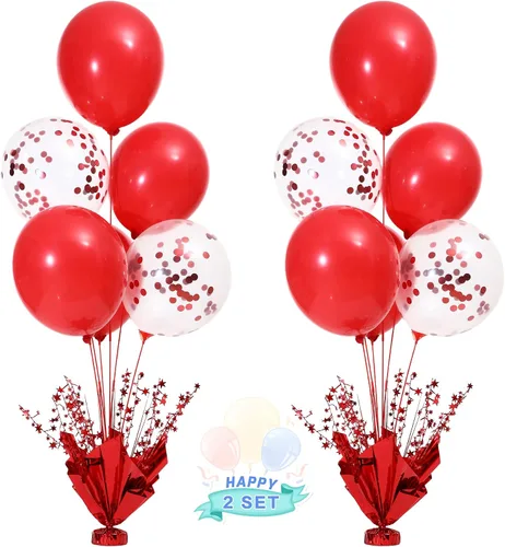 Vista 16 de 2 Juego de Globos de Mesa Negros con Spray de Aluminio para Centro de Mesa con Globos Negros y de Confeti, Kit de Soporte para Decoración de Mesa