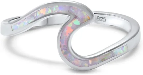 Vista 2 de Oxford Diamond Co Anillo de plata de ley 925 con diseño de onda, tamaños 2 12. Elige tu color.