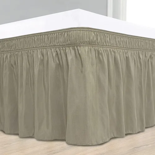 Vista 6 de Elegant Decor Falda de cama 100% algodón egipcio, falda de cama de lujo de 9 pulgadas, 650 hilos, volantes elásticos ajustables y resistentes a