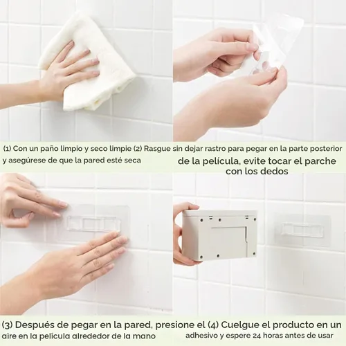 Vista 6 de LUEXBOX Soportes autoadhesivos para cepillos de dientes montados en la pared, soporte multifunción para pasta de dientes con cubiertas, dispensador