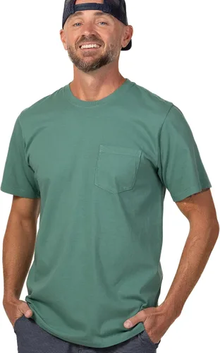 Vista 2 de Camiseta de bolsillo para hombre, 100% algodón orgánico, ajuste clásico, suave, de manga corta, con bolsillo
