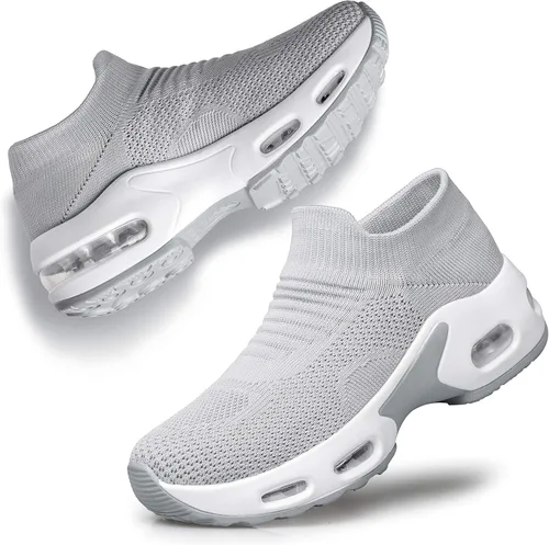 Vista 7 de YHOON - Zapatos deportivos para caminar para mujer, sin cordones, para enfermería, trabajo, con cámara de aire, de malla, informales, para correr