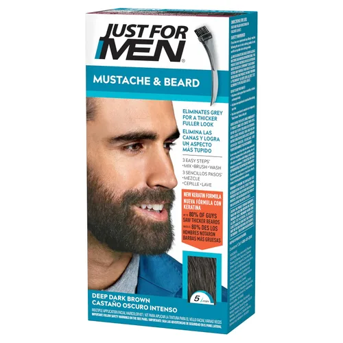 Vista 35 de Just For Men - Tinte para bigote y barba, tinte para barba para hombres con cepillo, incluye queratina, biotina, aloe vera y aceite de coco