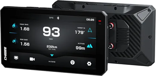 Vista 8 de CHIGEE AIO-5 EVO - Sistema de conducción inteligente para motocicleta, CarPlay inalámbrico y Android Auto, doble cámara de salpicadero delantera