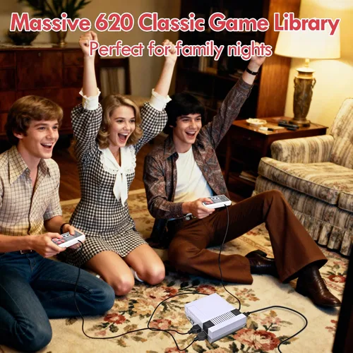 Vista 2 de Retro Game Console for NES, Retro Gaming Console with 620 Built-in Games, Classic Mini Entertainment System for Nintendo, Plug and Play with Dual