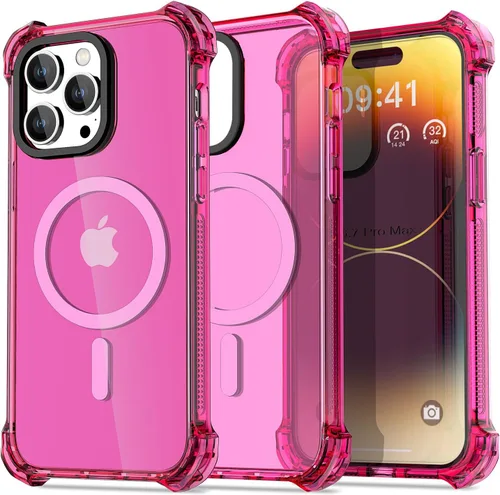 Vista 34 de AICase Funda Rebote Rosa Neón Brillante Compatible con iPhone 15, Transparente a Prueba de Impactos Resistente a Golpes Linda Femenina Adolescente
