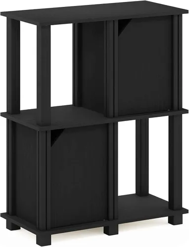 Vista 7 de FURINNO Brahms - Estantería de almacenamiento, 3 niveles, roble negro/negro