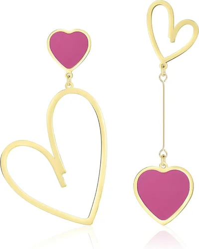 Vista 11 de Linawe Mismatched Heart Dangle Earrings for Women Trendy