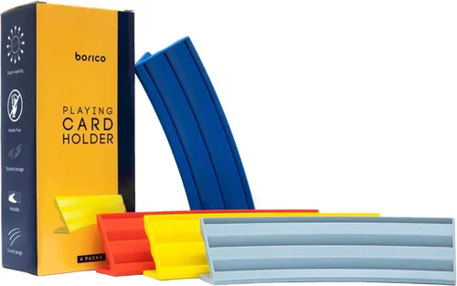Vista 2 de BORICO Portatarjetas para Cartas de Juego - Paquete de 4 Soportes de Cartas de Juego para Niños y Adultos, Bandeja de Almacenamiento Apilable