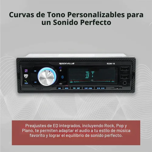 Vista 7 de Rockville RDM18 V2 in-Dash Coche Digital Medios Bluetooth AM/FM/MP3