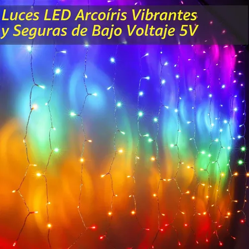 Vista 6 de CoziTech - Cadena de luces de hadas arcoíris con interruptor regulador táctil, luces de carámbano LED colgantes arcoíris para dormitorio de niñas