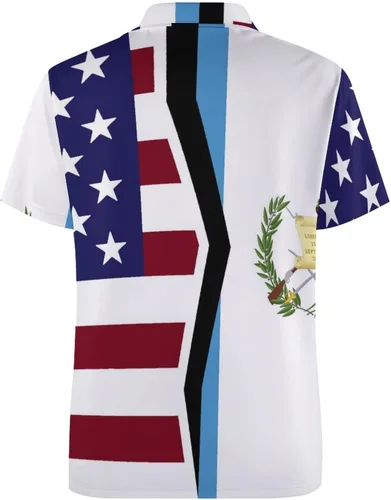 Vista 5 de Camisa polo de manga corta recta con bandera de Estados Unidos y Guatemala para hombre, camiseta deportiva de golf, tenis, secado rápido