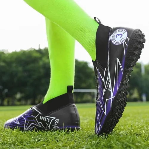 Vista 5 de zcdyn Zapatos de fútbol unisex para niños grandes Fgag de caña alta, zapatos de fútbol para jóvenes, entrenamiento profesional, césped, botas