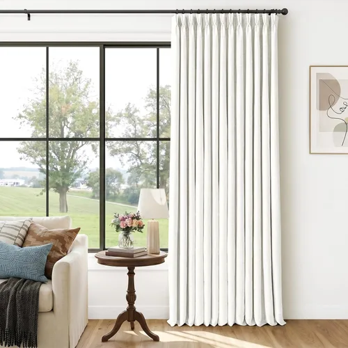Vista 24 de CAPALOCA Cortinas extra de 60 pulgadas de ancho 100% opacas de 96 pulgadas Desnudo Natural
