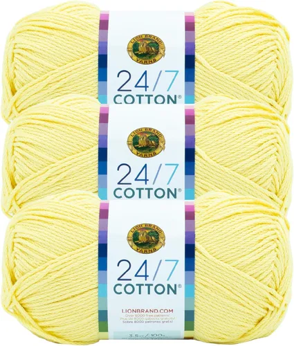 Vista 70 de Lion Brand Yarn - Hilo ligero 24/7 de algodón para tejer, hacer ganchillo y manualidades, Ámbar, paquete de 1 Light Worsted 100% Mercerized Cotton