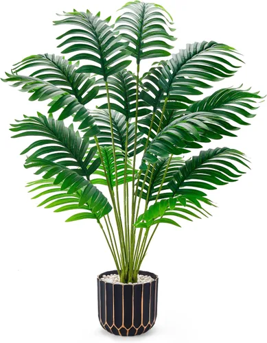 Vista 11 de Der Rose Plantas falsas de 28 pulgadas, planta Monstera en maceta de oro