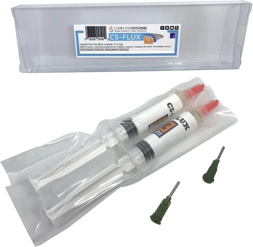 Vista 2 de CS-Flux 0.35 oz (2x5g) Flujo líquido libre de halógenos de baja viscosidad para reprocesamiento de componentes BGA, reflujo ideal para reparaciones