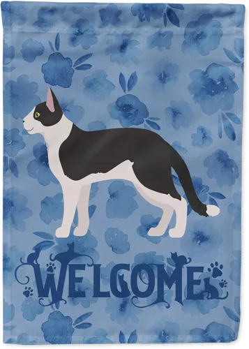 Vista 133 de Caroline's Treasures CK4813CHF - Bandera de bienvenida con gato abisinio azul, manga grande, para porche, para colgar en la pared, poliéster
