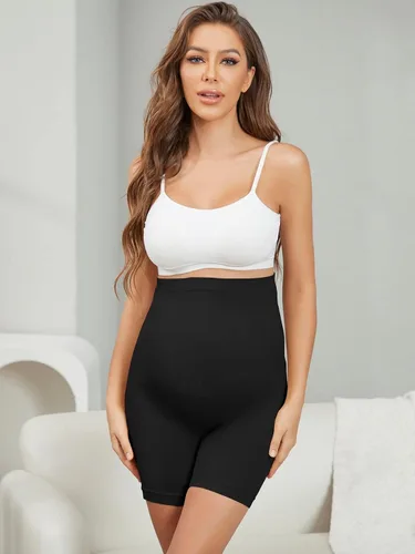Vista 5 de WDIRARA Pantalones cortos de maternidad para mujer sobre el vientre sin costuras Yoga Lounge