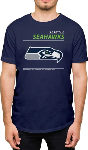 Vista 24 de Hybrid Sports NFL - Team Logo and Stats - Adult Unisex Short Sleeve Fan T-Shirt for Men and Women - Officially Licensed