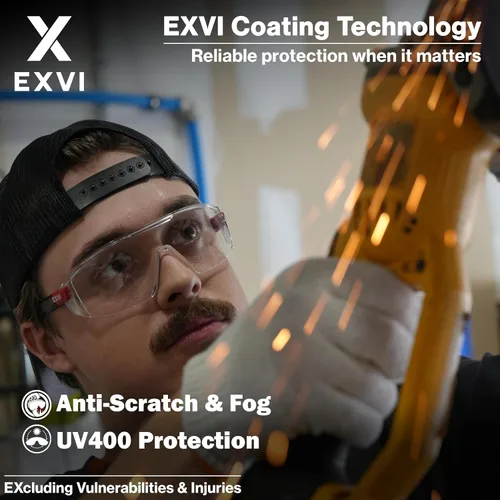 Vista 4 de Anteojos de seguridad SG100 ANSI Z87.1, antivaho y resistentes a los arañazos, protección UV400, ligeros, patillas ajustables, lentes